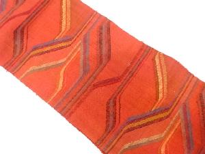 手織り真綿紬　幾何学模様織り出し　名古屋帯